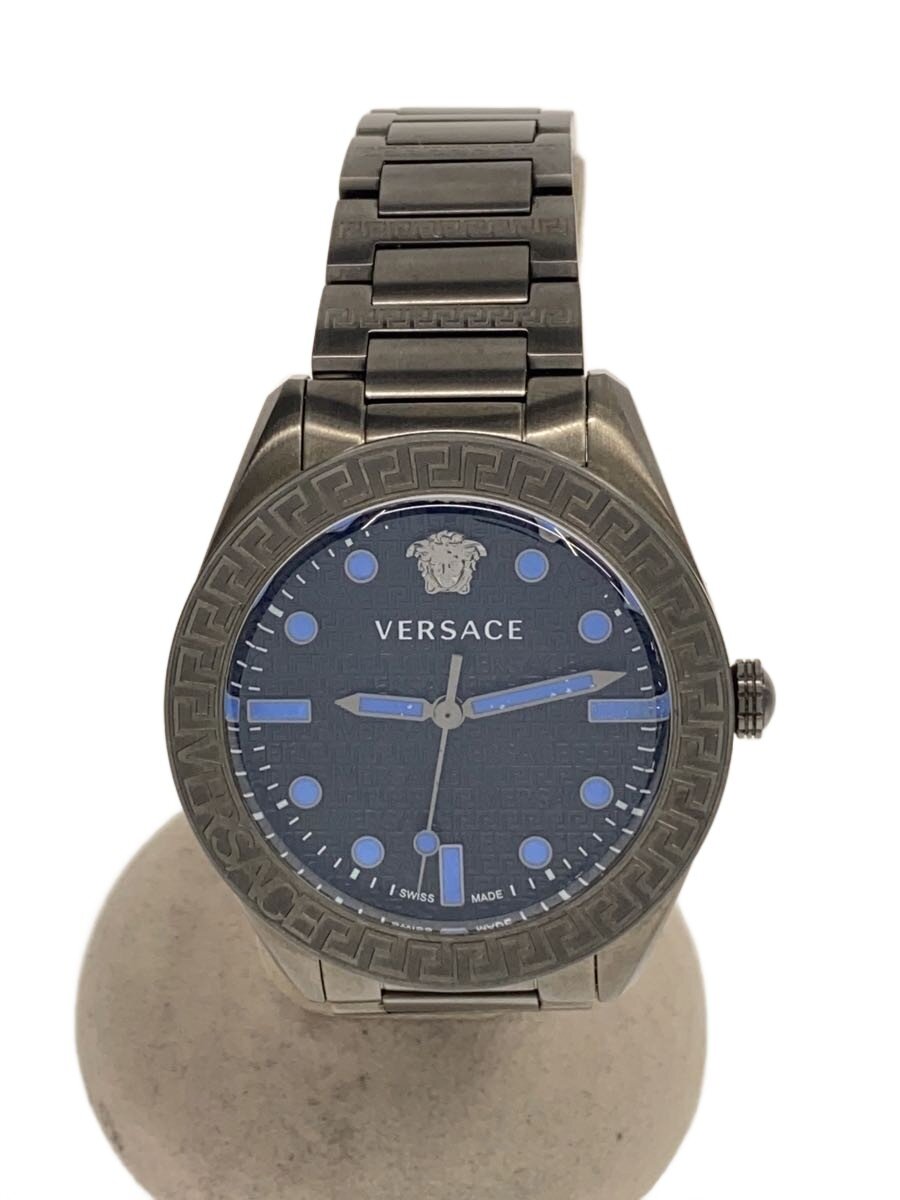 【中古】VERSACE◆GRECA DOME/クォーツ腕時計/アナログ/ステンレス/BLK/GRY/SS/VS2T【服飾雑貨他】