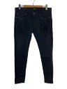 【中古】glamb◆Fringe denim/ボトム/XL/コットン/BLK/GB0420/P13【メンズウェア】