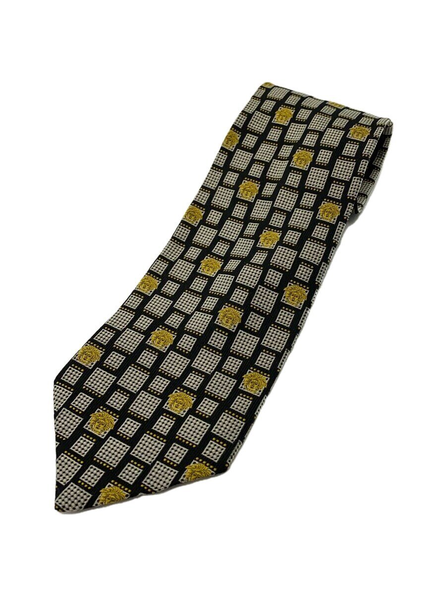 【中古】GIANNI VERSACE◆ネクタイ/シルク/シルバー/総柄/メンズ【服飾雑貨他】