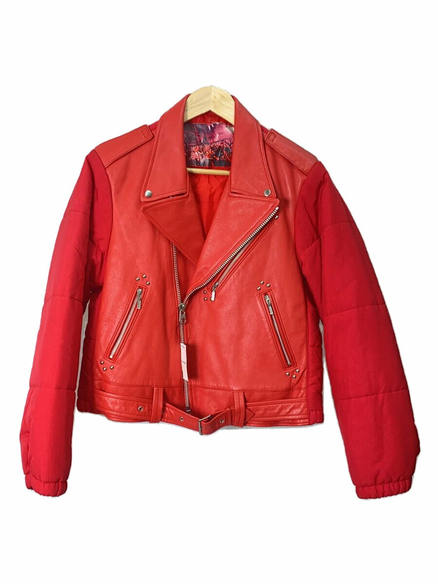 【中古】シングルライダースジャケット/M/牛革/RED/無地/RST-JKT010【メンズウェア】