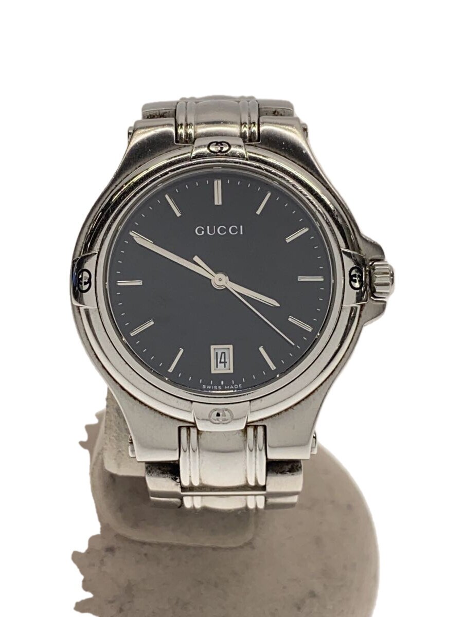 【中古】GUCCI◆クォーツ腕時計/アナログ/ステンレス/BLK/9040M【服飾雑貨他】