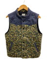 【中古】桃太郎ジーンズ◆キルティングベスト/38/コットン/KHK/カモフラ【メンズウェア】