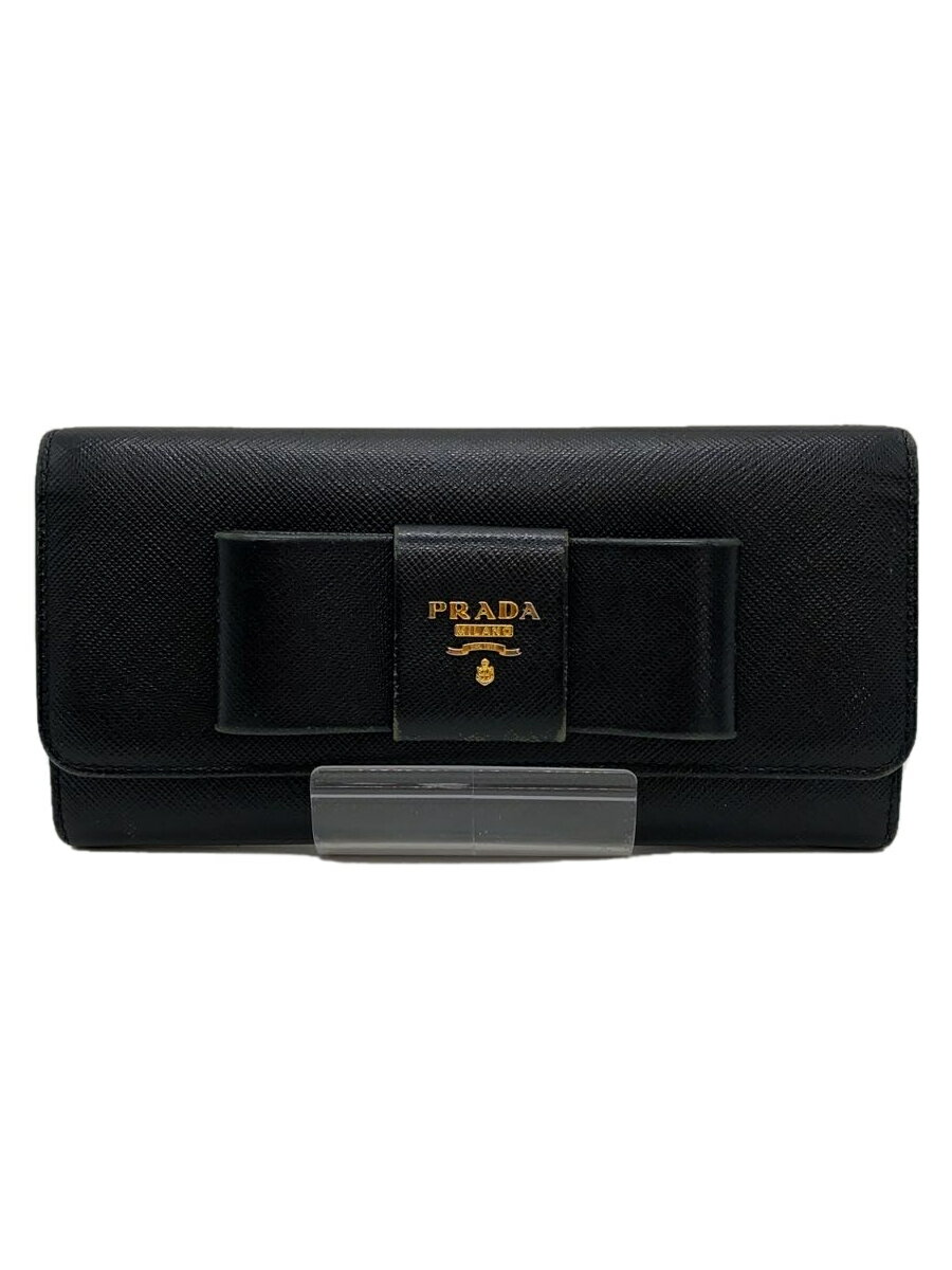 PRADA◆長財布/レザー/BLK/無地/レディース/1MH132 ZTM F0002