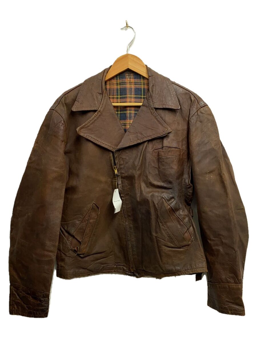 【中古】40s/コの字/ポニーハイド/レザージャケット・ブルゾン/--/馬革/BRW【メンズウェア】