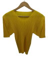 【中古】PLEATS PLEASE ISSEY MIYAKE◆半袖カットソー/3/ポリエステル/YLW/無地/PP97-JK012【レディースウェア】