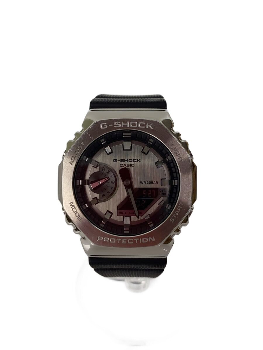 【中古】CASIO◆クォーツ腕時計_G-SHOCK/デジアナ/ラバー/SLV【服飾雑貨他】