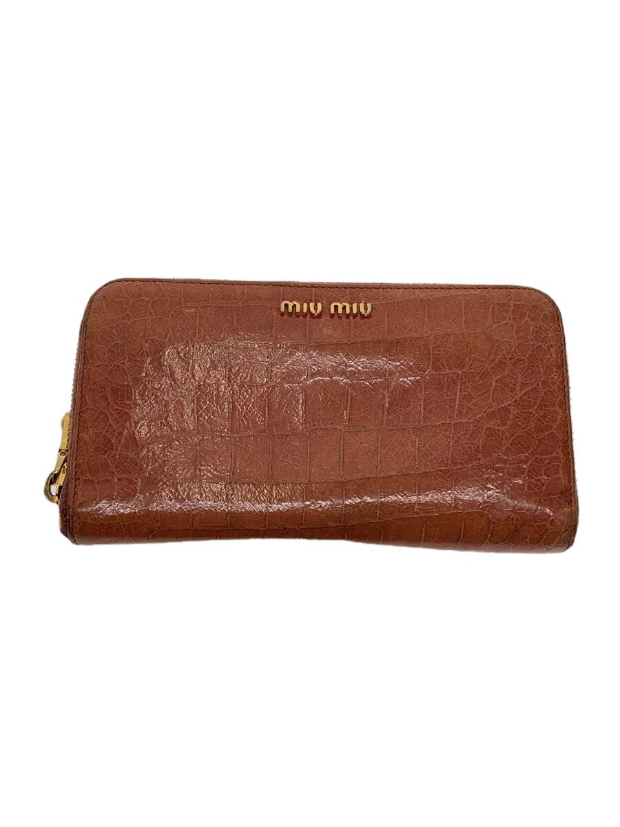 【中古】MIU MIU◆長財布/--/PNK/無地/レディース【服飾雑貨他】