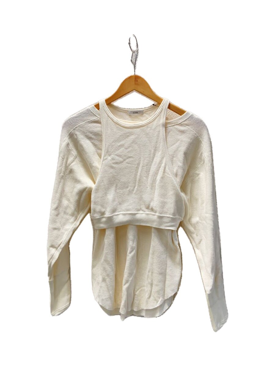 【中古】CLANE◆LAYRED BUSTIER THERMAL TOPS/1/コットン/IVO/無地/16105-1152【レディースウェア】