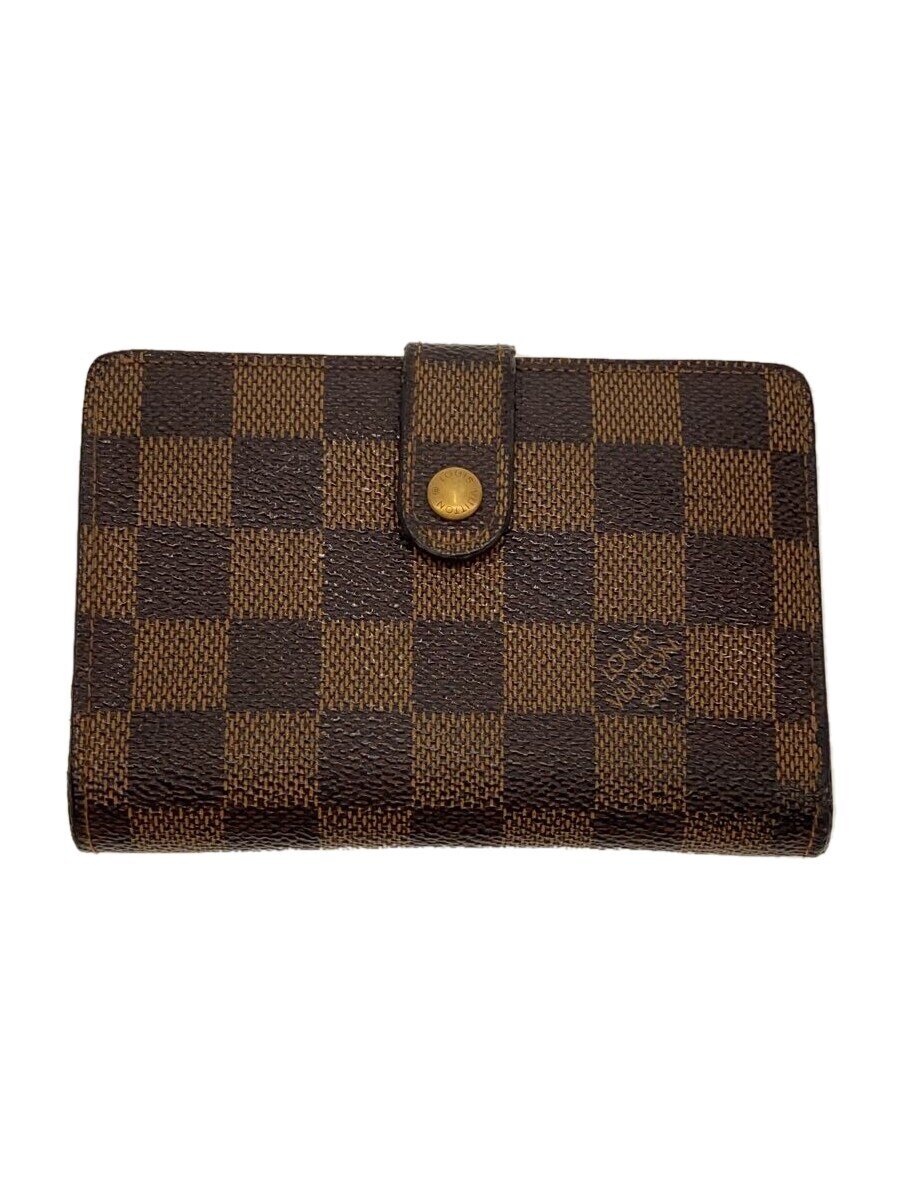 【中古】LOUIS VUITTON◆ポルト・フォイユ・ヴィエノワ_ダミエ・エベヌ_BRW/PVC/BRW/レディース【服飾雑貨他】