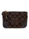 【中古】COACH◆ポーチシグネチャー/キャンバス/BRW【バッグ】