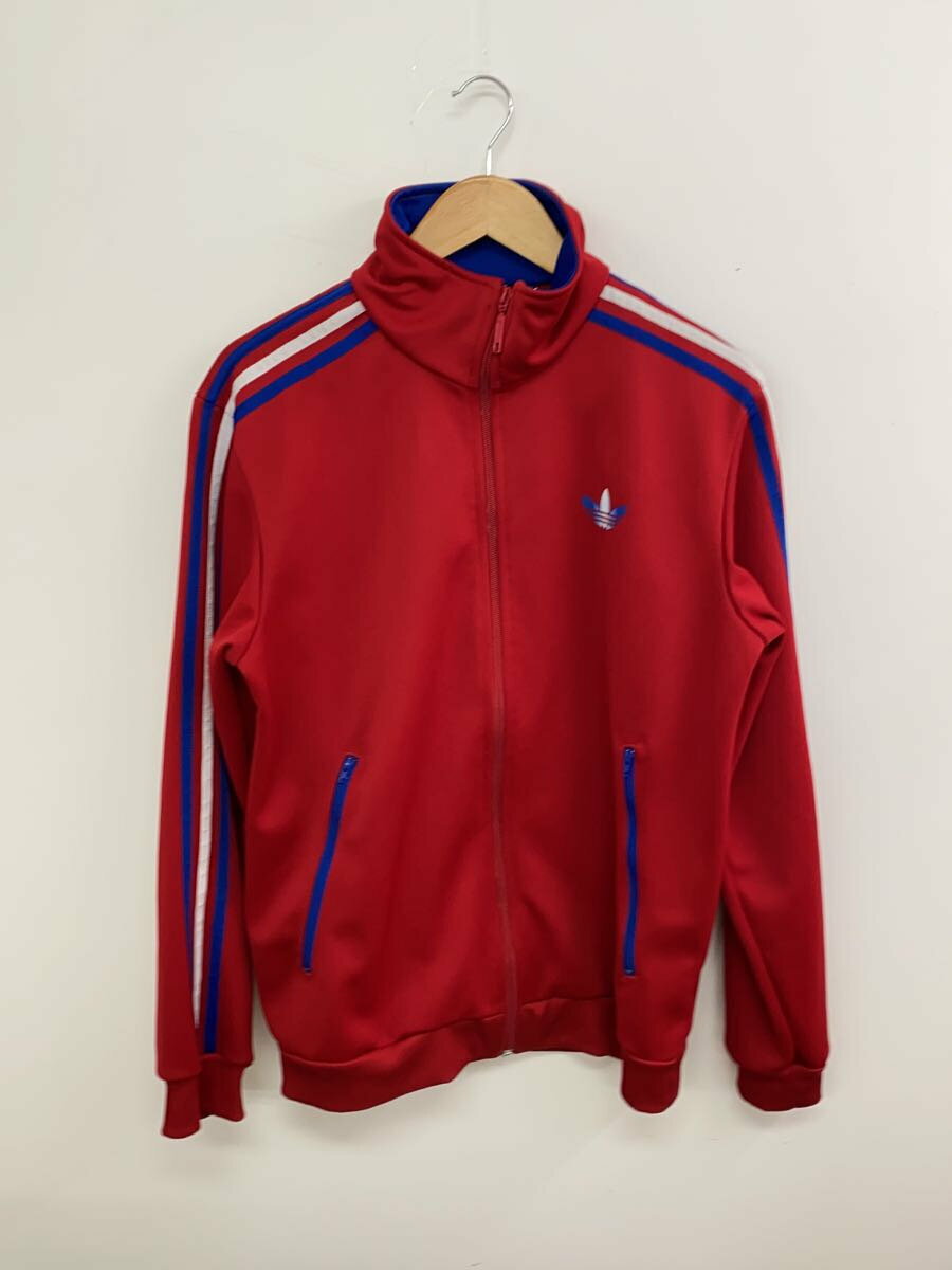 【中古】adidas◆ジャケット/0/ポリエステル/RED/プリント【メンズウェア】