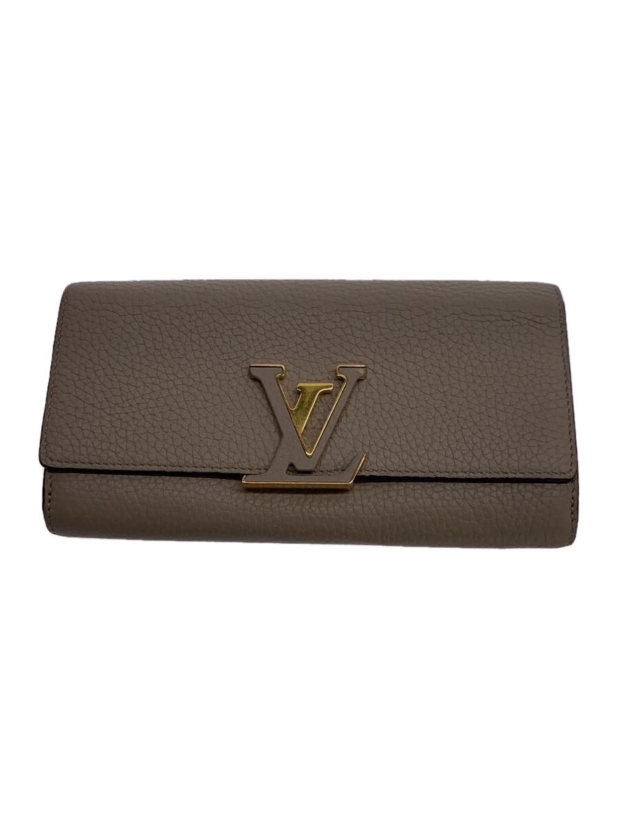 【中古】LOUIS VUITTON◆ポルト・フォイユ・カプシーヌ_パルナセア_BEG/レザー/BEG/レディース//【服飾雑貨他】
