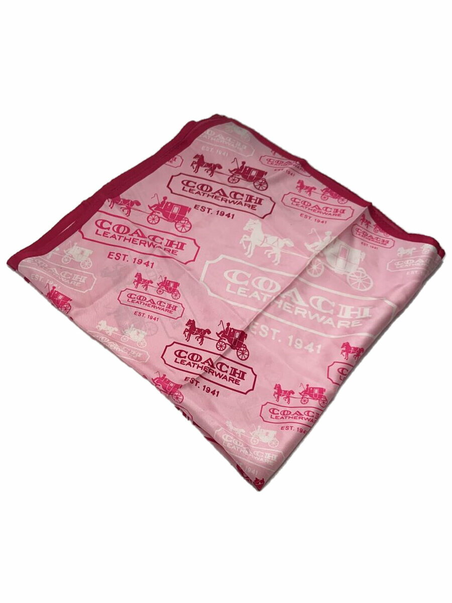 【中古】COACH◆スカーフ/シルク/PNK/総柄/レディース【服飾雑貨他】