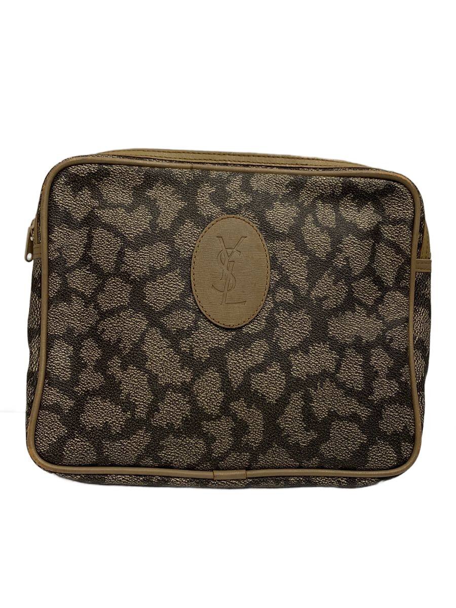 【中古】YVES SAINT LAURENT◆クラッチバッグ/--/BRW/アニマル【バッグ】