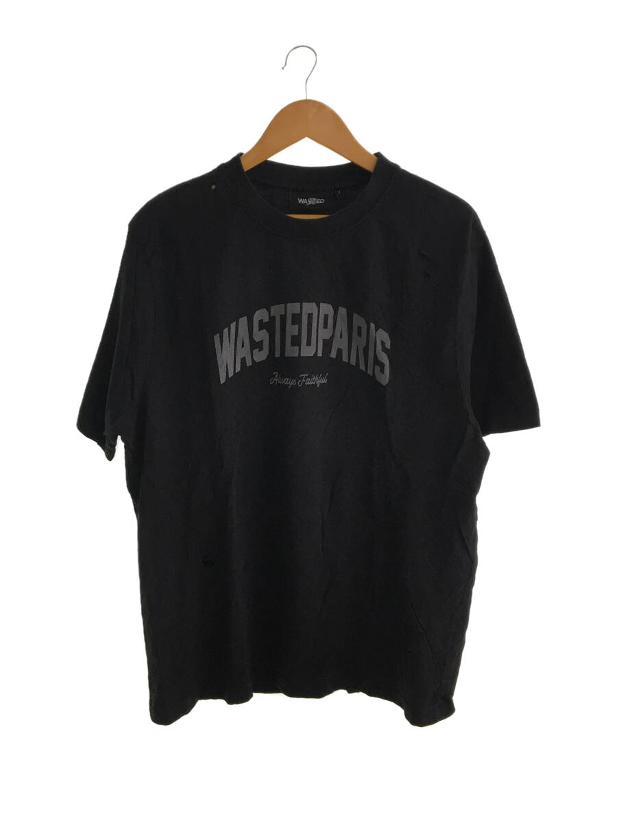 【中古】wastedparis◆Tシャツ/1/コットン/BLK/プリント/ダメージT【メンズウェア】