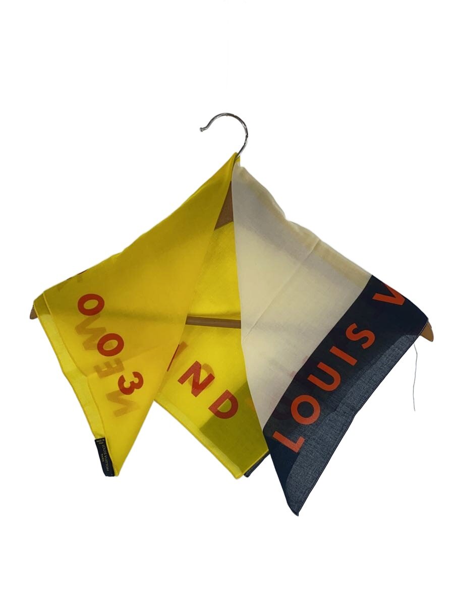 【中古】LOUIS VUITTON◆スカーフ/コットン/IVO/ストライプ/レディース【服飾雑貨他】