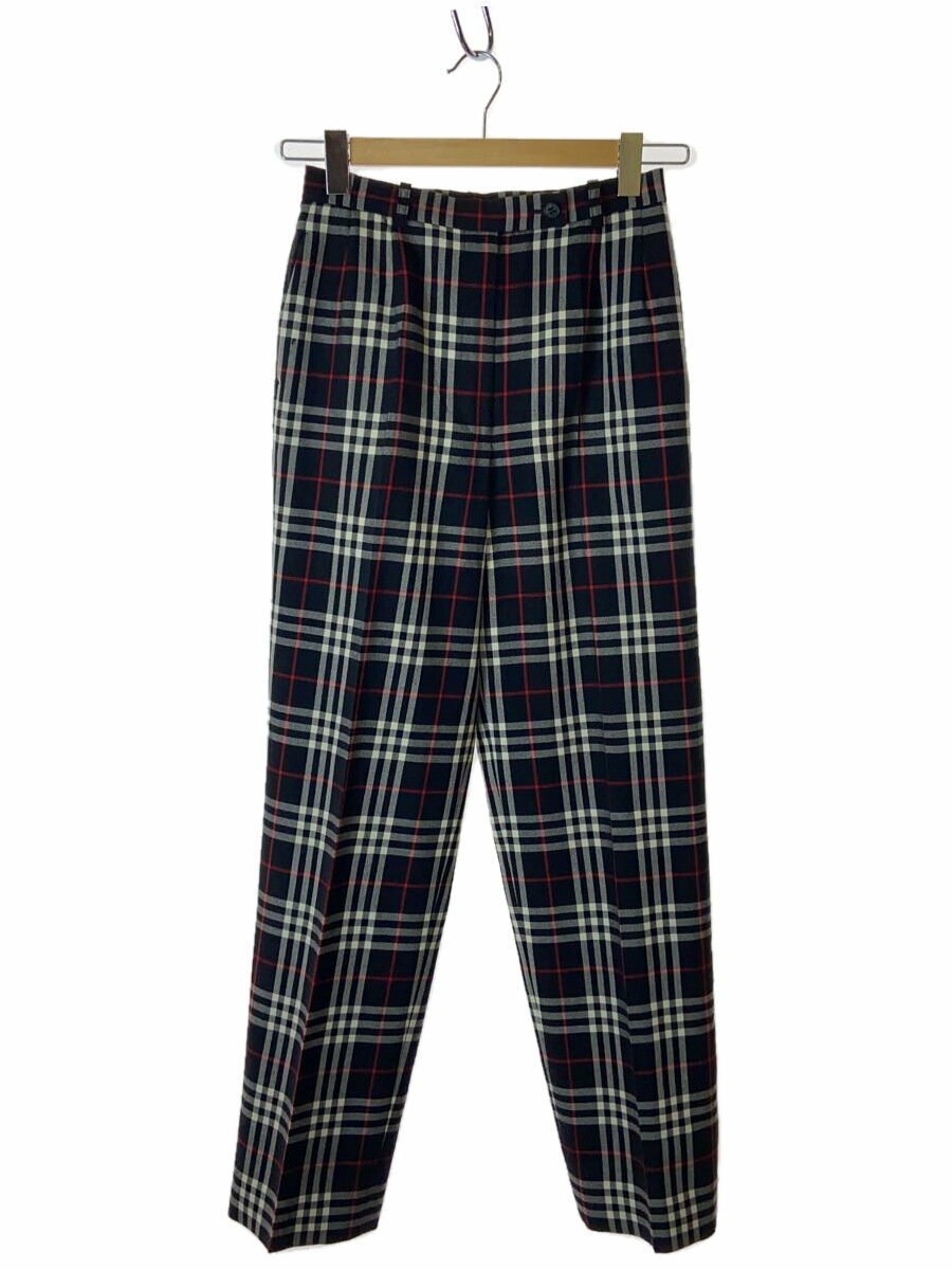 【中古】BURBERRYS◆ストレートパンツ/38/ウール/BLK/チェック/FQA80-086//【レディースウェア】