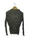 【中古】ISSEY MIYAKE◆16AW/プリーツ長袖カットソー/2/ポリエステル/BLK/総柄/IM64FJ606【レディースウェア】