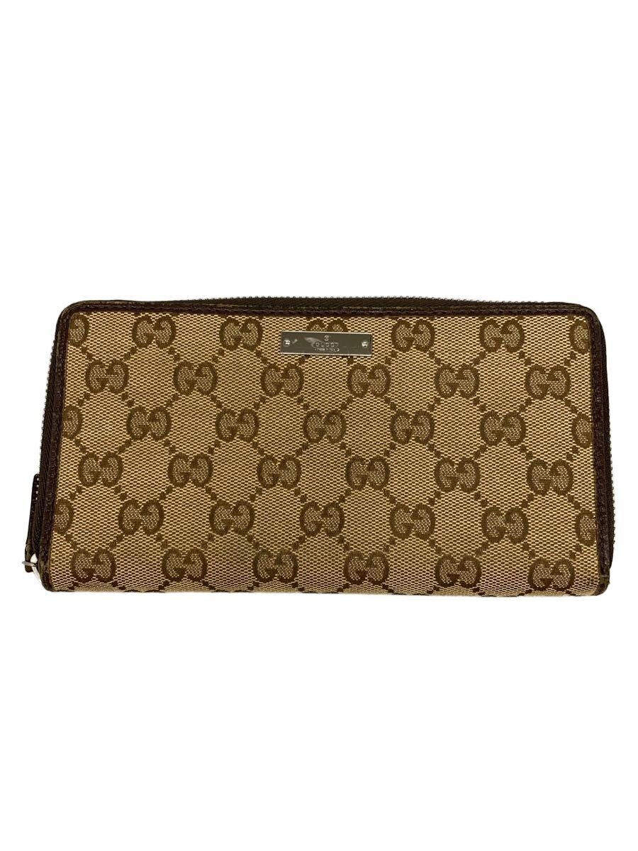 【中古】GUCCI◆長財布_GGキャンバス/キャンバス/BEG/総柄/レディース【服飾雑貨他】