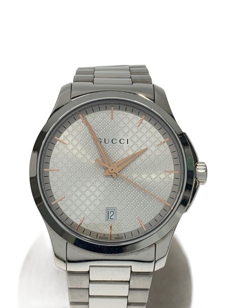 【中古】GUCCI◆クォーツ腕時計/アナログ/ステンレス/WHT/SLV/126.4【服飾雑貨他】
