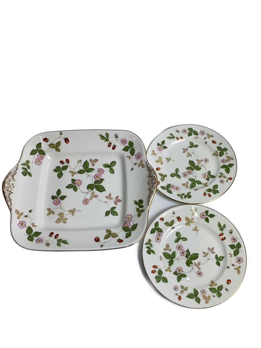 WEDGWOOD◆WILD STRAEBERRY/プレート/3点セット/ホワイト/花柄/R4406/BoneChina/丸2/1