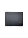 【中古】LOUIS VUITTON◆ポルト・フォイユ・ミュルティプル_タイガ_BLK/牛革/BLK/無地/メンズ【服飾雑貨他】(4)
