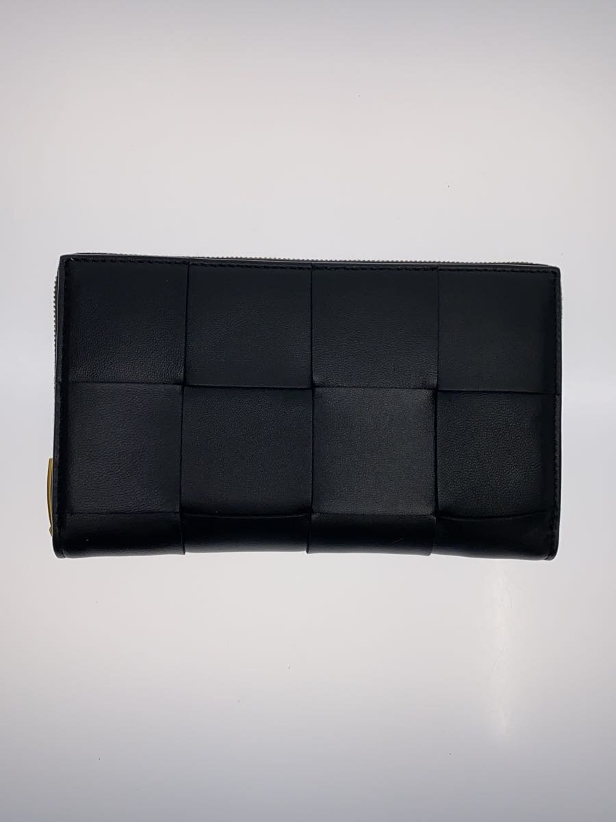 【中古】BOTTEGA VENETA◆長財布/--/BLK/無地/レディース【服飾雑貨他】