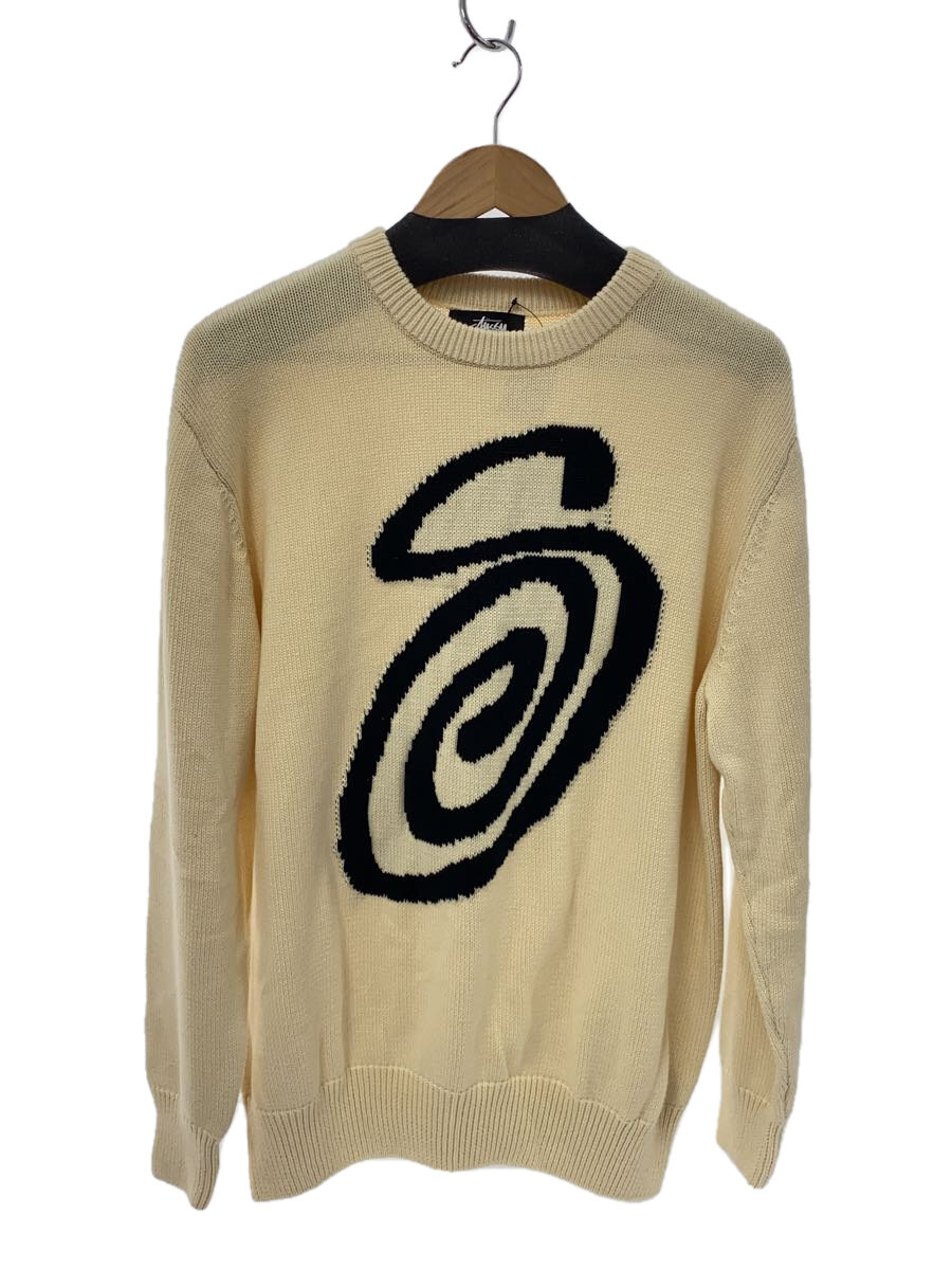 【中古】STUSSY◆ニット・セーター(薄手)/M/コットン/BEG/総柄/68178-00【メンズウェア】