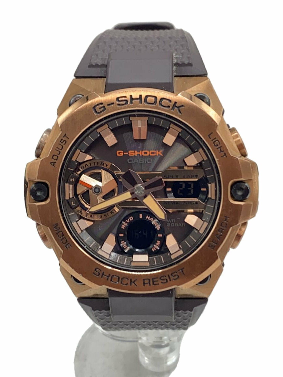 【中古】CASIO◆ソーラー腕時計_G-SHOCK/デジアナ/ラバー/BRW/BRW【服飾雑貨他】