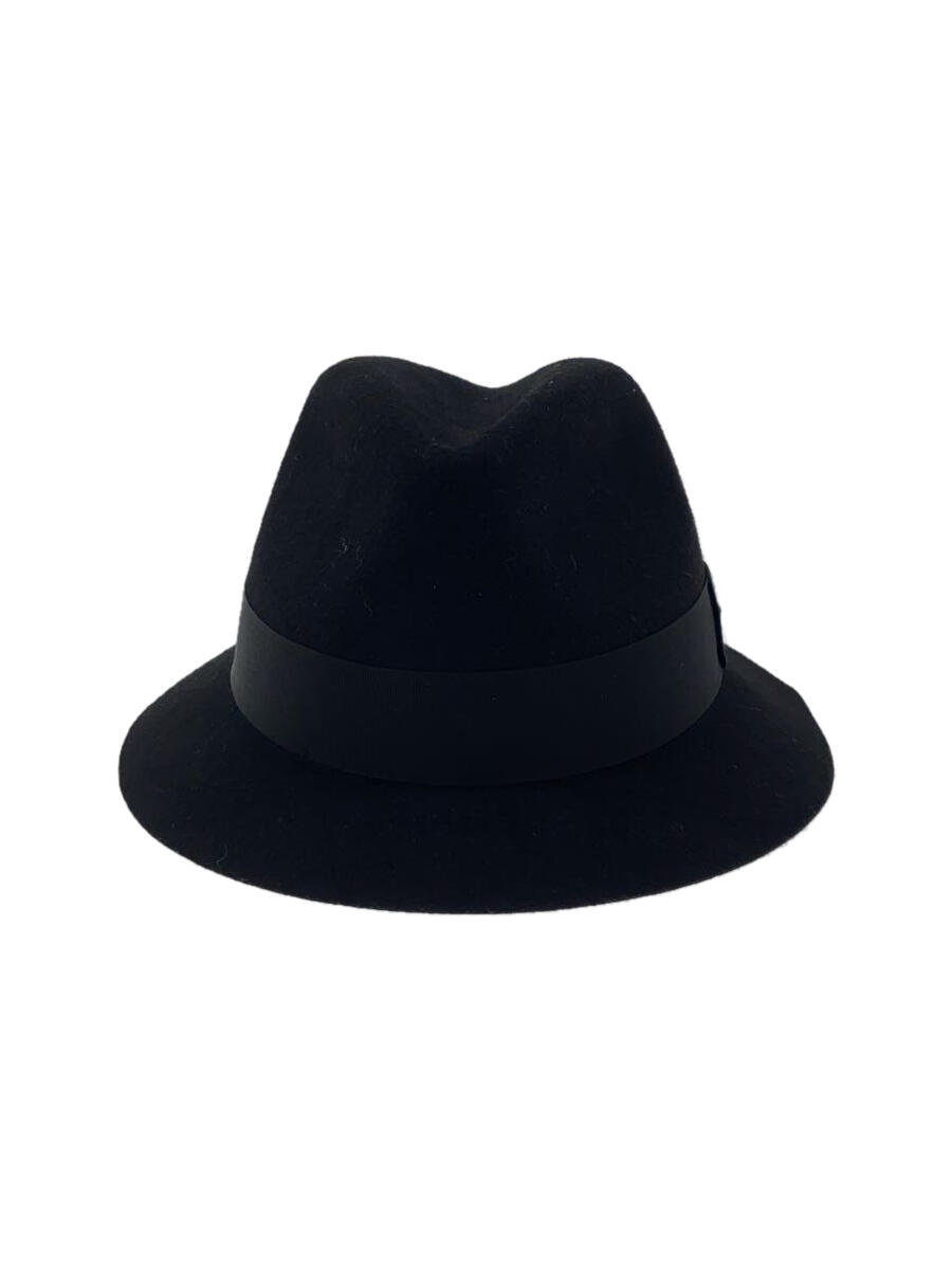 【中古】SAINT LAURENT◆ハット/L/ウール/BLK/無地/メンズ【服飾雑貨他】