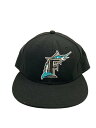 【中古】NEW ERA◆USA製/COOL BASE/フロリダ・マーリンズ/キャップ/7 1/8/ポリエステル/BLK/メンズ【服飾雑貨他】
