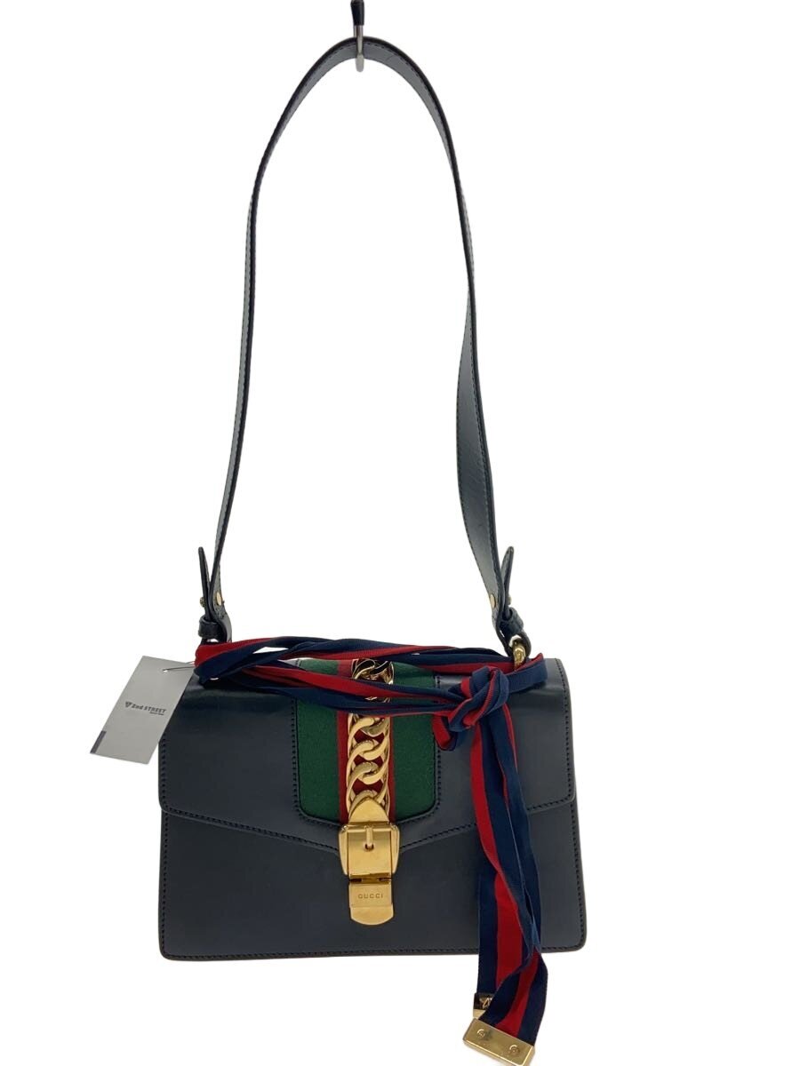 GUCCI - 【中古】GUCCI◆ショルダーバッグ_シルヴィ/レザー/BLK【バッグ】