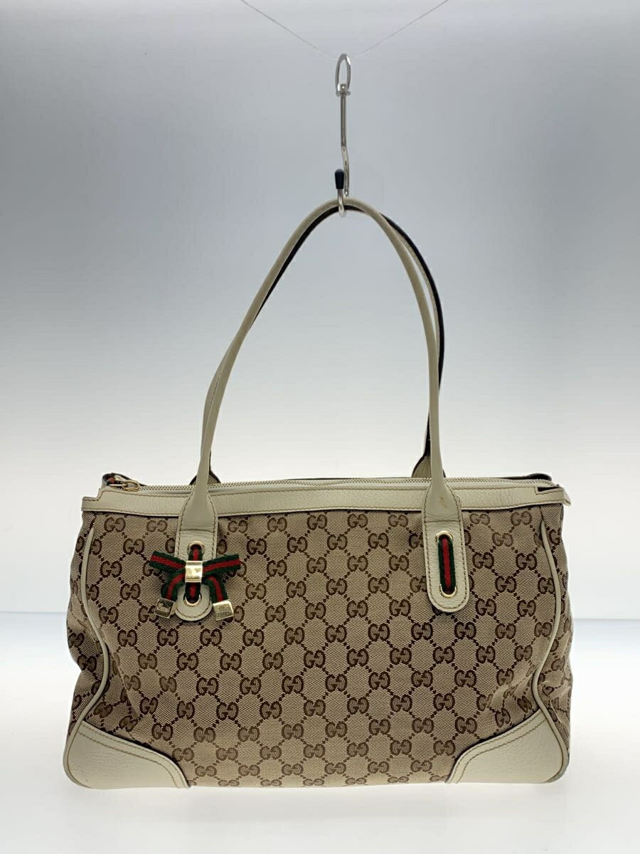 【中古】GUCCI◆トートバッグ_プリンシー_GGキャンバス_キャンバス_ベージュ/177052/PVC/BEG【バッグ】