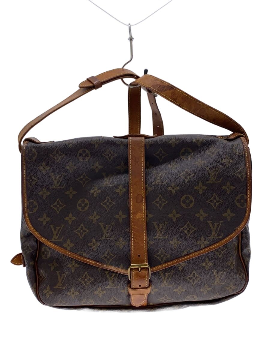 Rakuten - 【中古】LOUIS VUITTON◆1)ソミュール35_モノグラム・キャンバス/ショルダーバッグ/ブラウン/茶/総柄【バッグ】