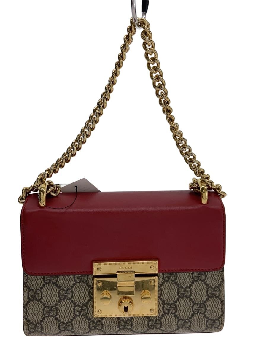 GUCCI - 【中古】GUCCI◆スモール・チェーン・ショルダーバッグ_パドロック_GGスプリーム/キャンバス/BEG【バッグ】