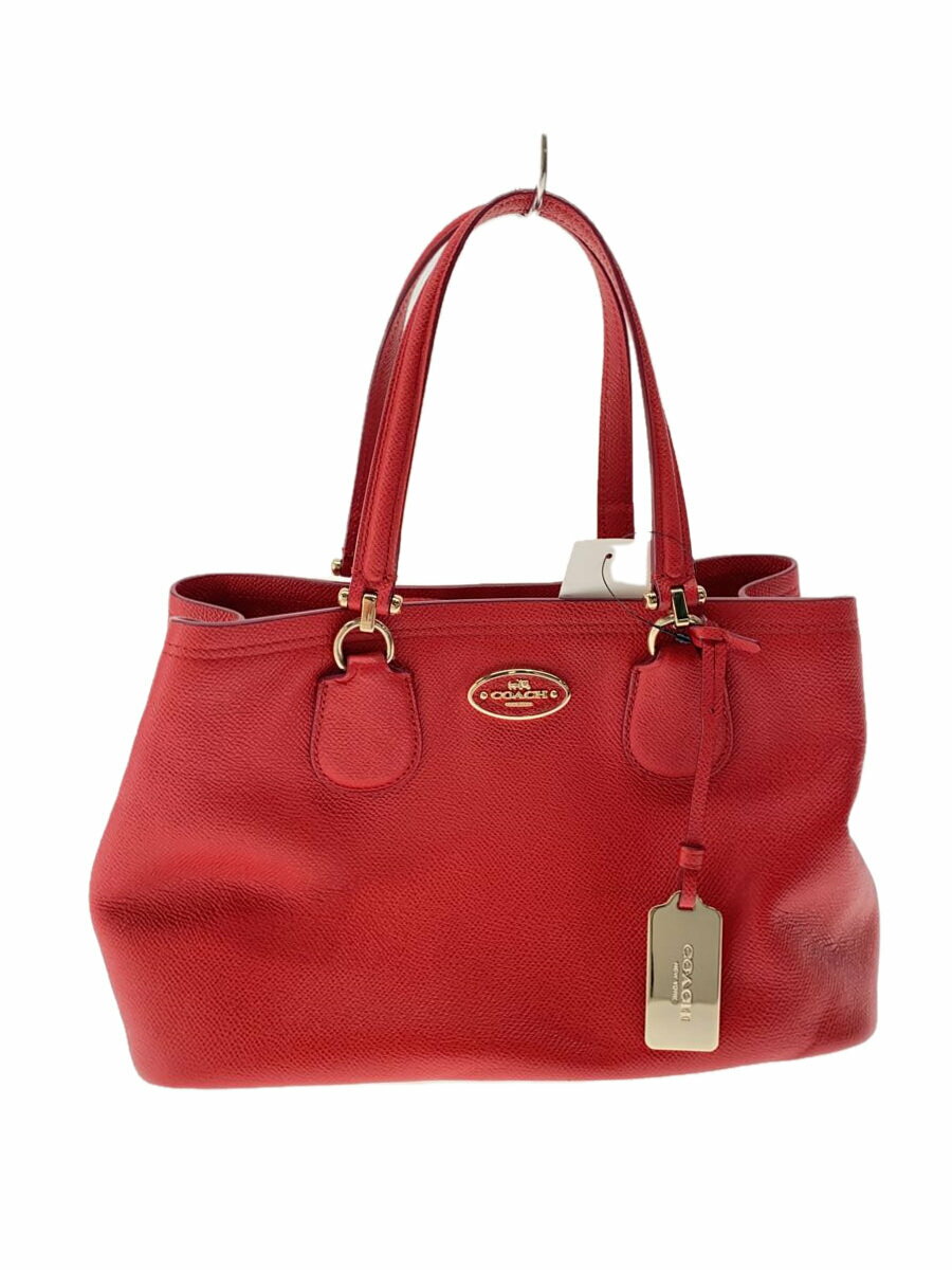 【中古】COACH◆ハンドバッグ/--/RED/無地/34563【バッグ】