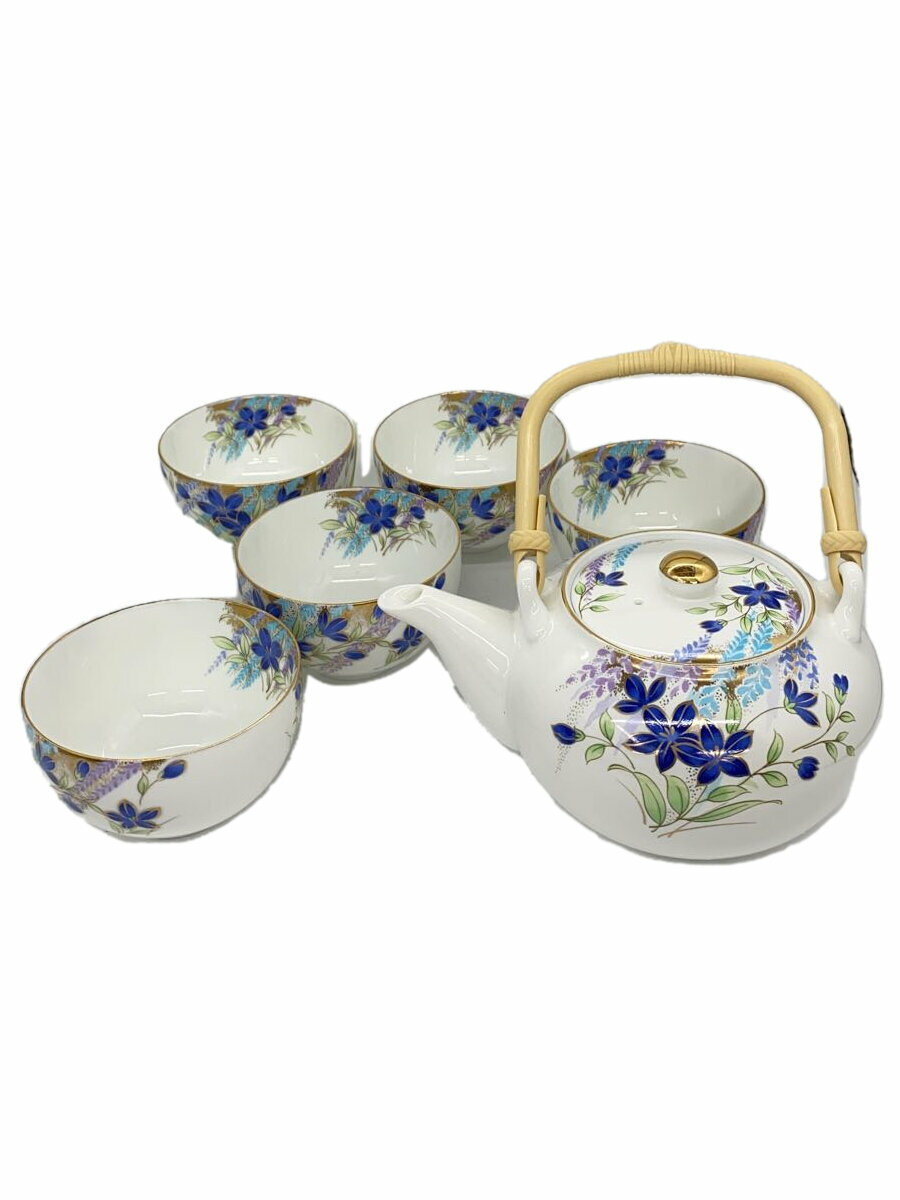 【中古】有田焼◆湯呑/6点セット/WHT/有田焼/深川製磁/夢眩/急須セット/金縁/花柄【キッチン用品】