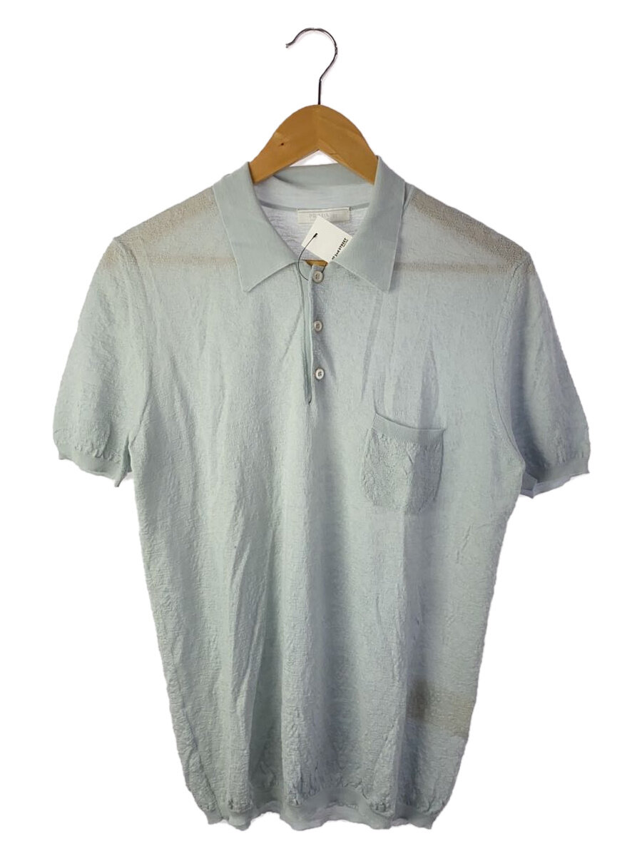 【中古】PRADA◆ポロシャツ/52/ウール/BLU【メンズウェア】