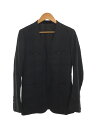 【中古】TAKAHIROMIYASHITA TheSoloist.◆ノーカラーテーラードジャケット/42/ウール/BLK/チェック/ウエスタン/sj.0010SS18【メンズウェア】