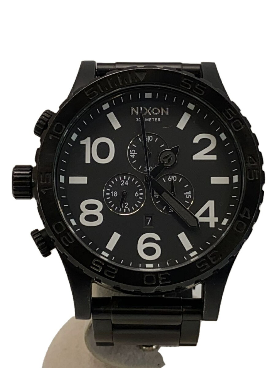 【中古】NIXON◆クォーツ腕時計/アナログ/ステンレス/BLK/BLK/SS/THE51-30 CHRONO【服飾雑貨他】