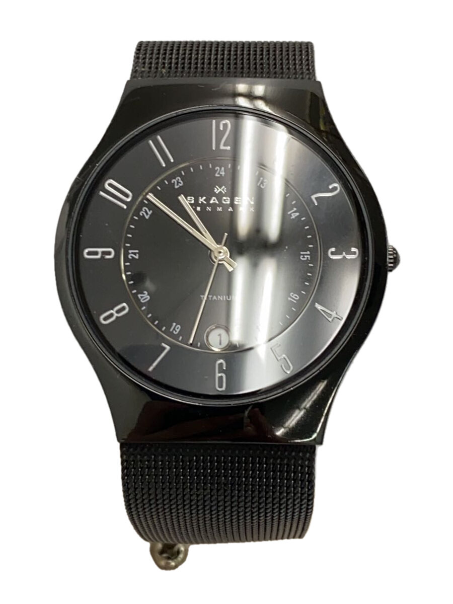 【中古】SKAGEN◆クォーツ腕時計/アナログ/ステンレス/BLK/BLK/233XLTMB【服飾雑貨他】