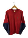 【中古】NIKE◆90s 銀タグ/背面ボックスロゴ/バイカラースウェット/M/レッド×ネイビー/テニス/前V【メンズウェア】