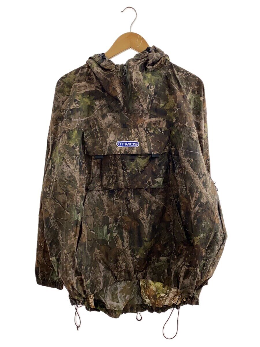 【中古】ATMOS◆Front Pocket Ripstop Anorak Hoodie/マウンテンパーカ/L/ナイロン/KHK/カモフラ【メンズウェア】