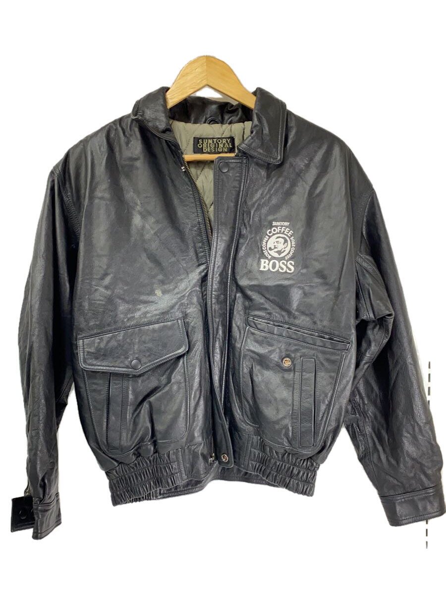 【中古】SUNTORY BOSS◆サントリーボス/15Th ANNIVERSARY/レザージャケット・ブルゾン/M/レザー/BLK/無地【メンズウェア】