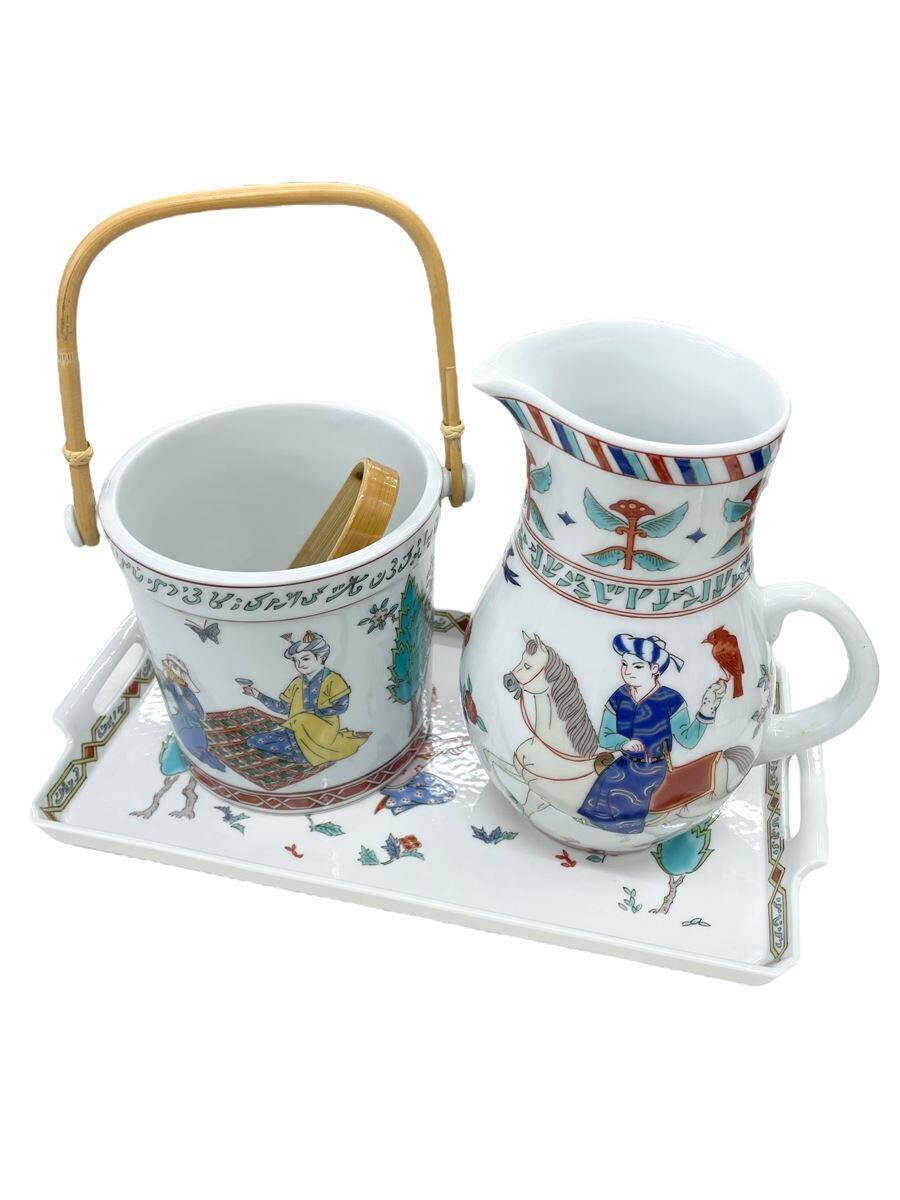 【中古】對山窯 シルクロード ファーレシリーズ アイスペール 水差し トレー 水割り3点セット【キッチ..