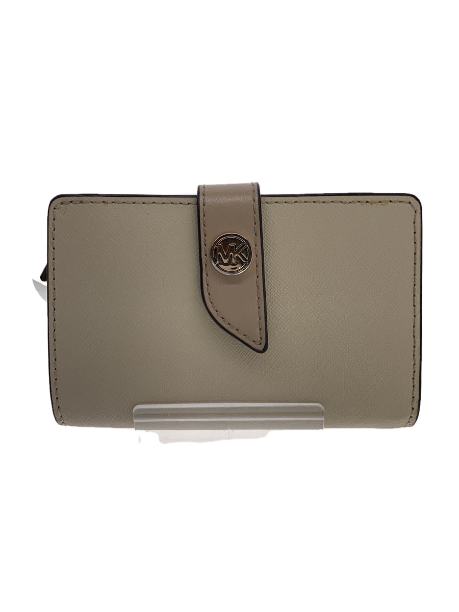 【中古】MICHAEL KORS◆2つ折り財布/--/BEG/無地/レディース【服飾雑貨他】