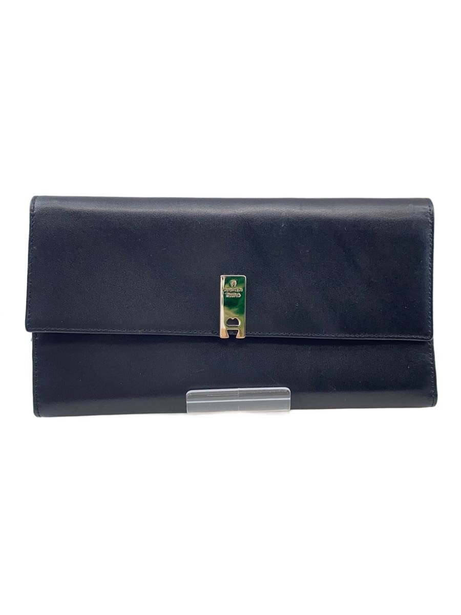 【中古】AIGNER◆Munish/長財布/レザー/BLK/無地/メンズ【服飾雑貨他】