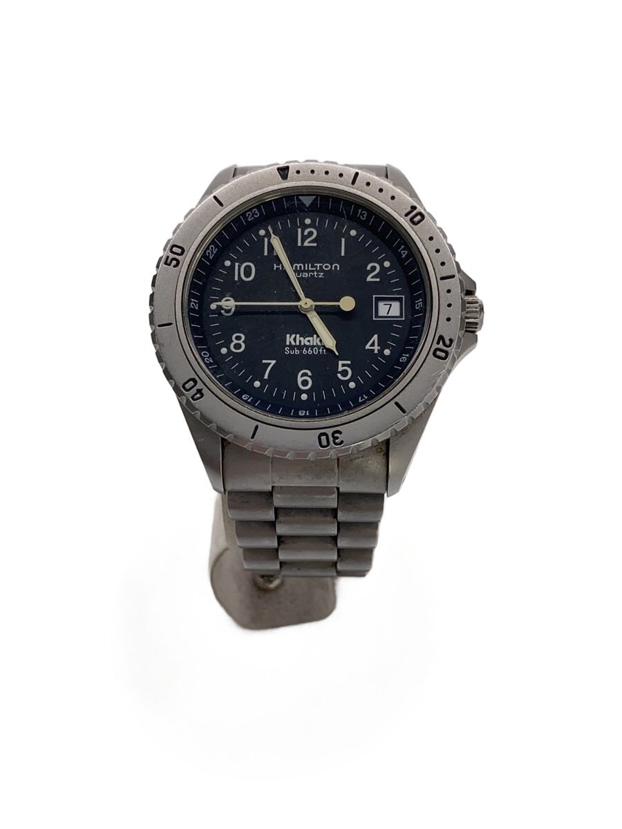 【中古】HAMILTON◆クォーツ腕時計/アナログ/ステンレス/BLK/9745B/Khaki Sub/? NULL ?【服飾雑貨他】