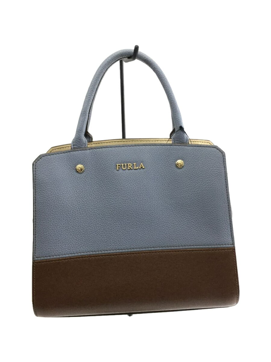 【中古】FURLA◆ショルダーバッグ/レザー/BLU【バッグ】