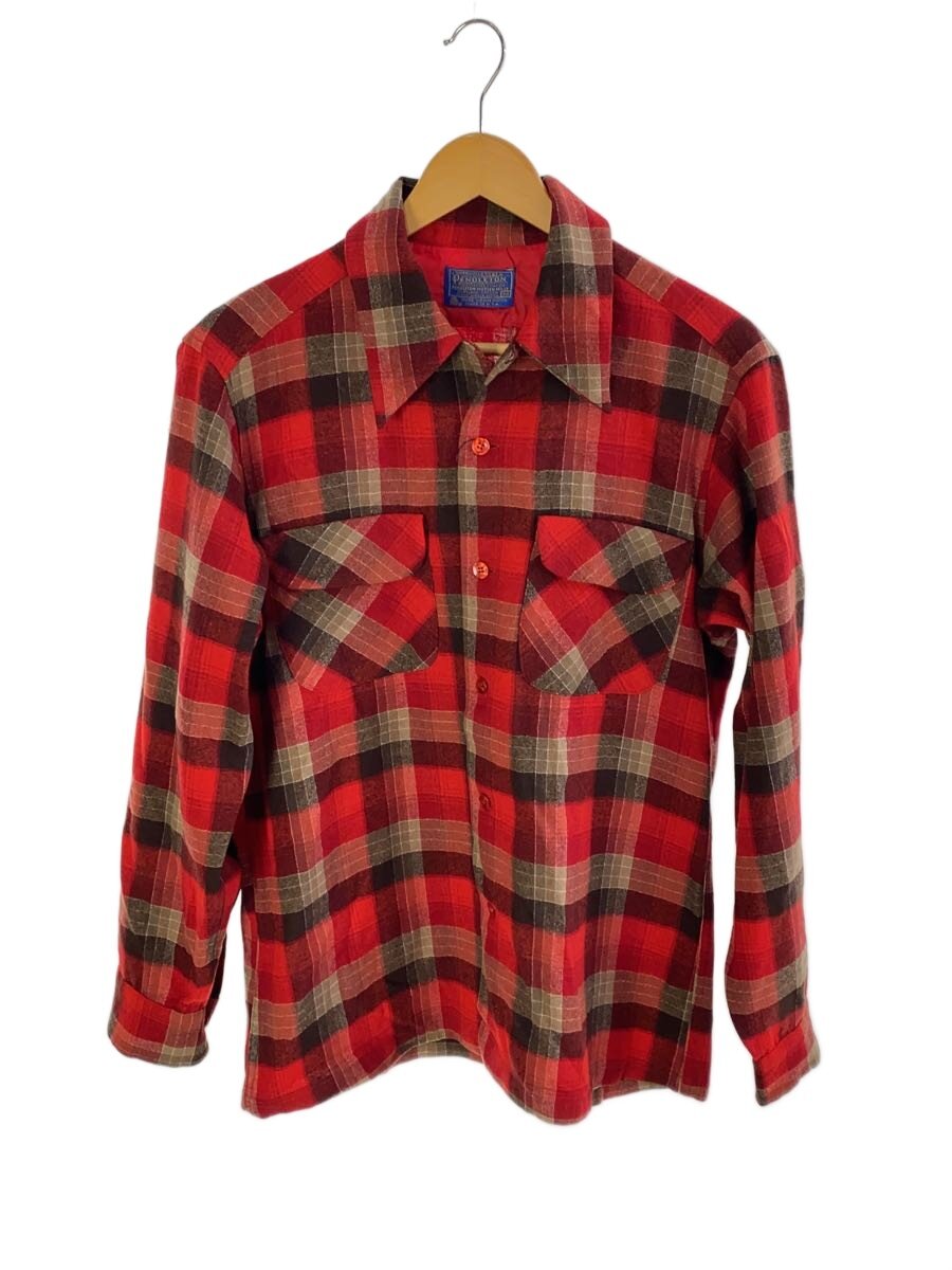 【中古】PENDLETON◆60s/ネルシャツ/M/ウール/RED/チェック【メンズウェア】